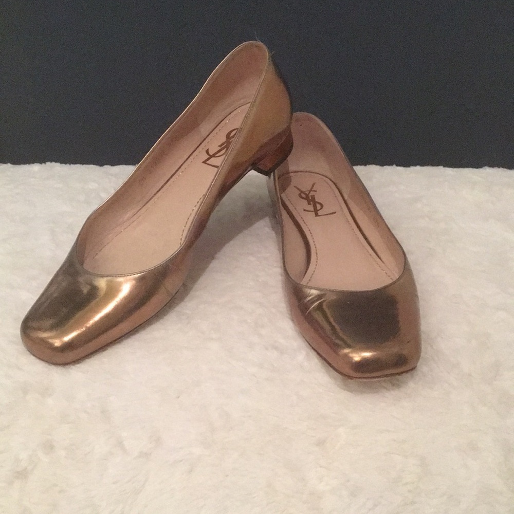YSL Metallic gold flat/loafer